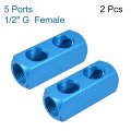 Uxcell G1 2 Thread 5 Ports Way Manifold Block Splitter Quick Connect Air Hose Inline Coupler Air Compressor 2pcs