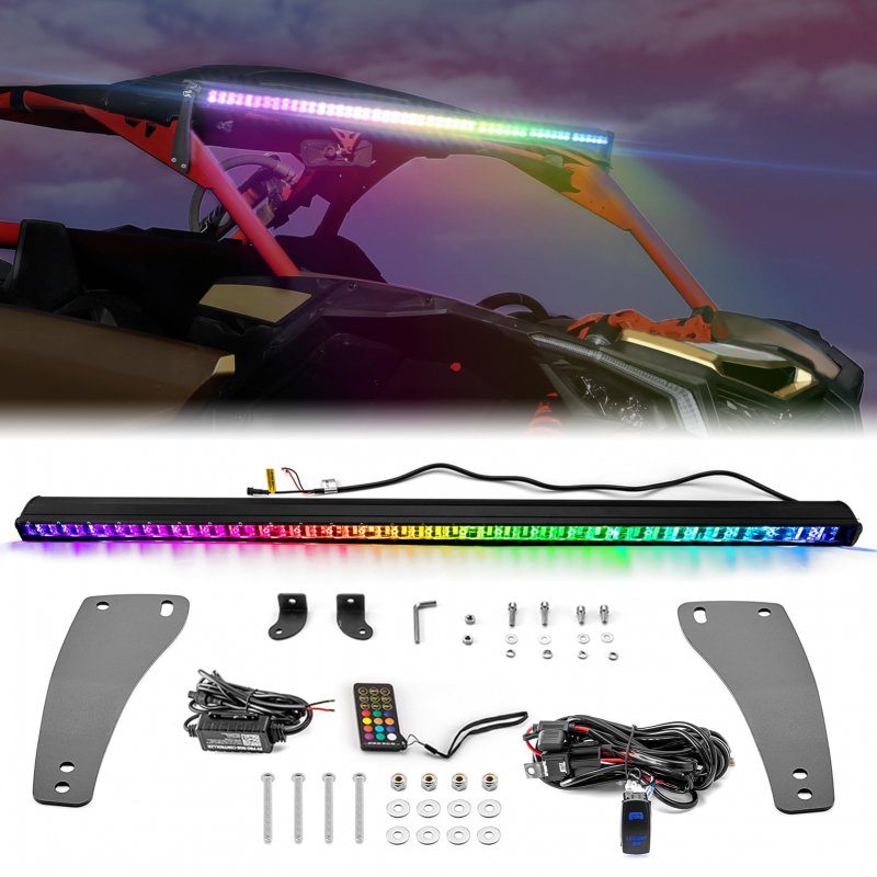 50 In Rgbw Led Light Bar Kit For Can Am Maverick X3 Max 2017 2025 288w Multi Color Chasing Off Road Lighting With Mounting
