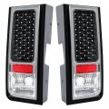 Hecasa Pair Tail Lights Compatible With 2003-2009 Hummer H2 Taillights Lamp Black Housing Clear Lens Driver Passenger Side Led