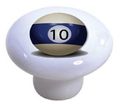 Set Of 2 Billiards 10 Pool Ball Ceramic Cabinet Drawer Knobs 