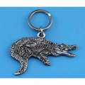 Pewter Alligator Keychain Hand Finished Animal Key Ring Classic Medium Size 3 In X 1 5 Kc3770 