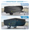 Uxcell Waterproof Pop-up Camper Trailer Cover Fits 10 -12 Rv Anti-uv With 3 2 Straps And Air Vents Protection For Motorhome
