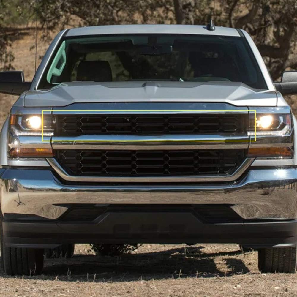 Upper Bumper Grille Insert For Chevy Silverado 1500 2016 2017 2018 Black Abs Replacement Part