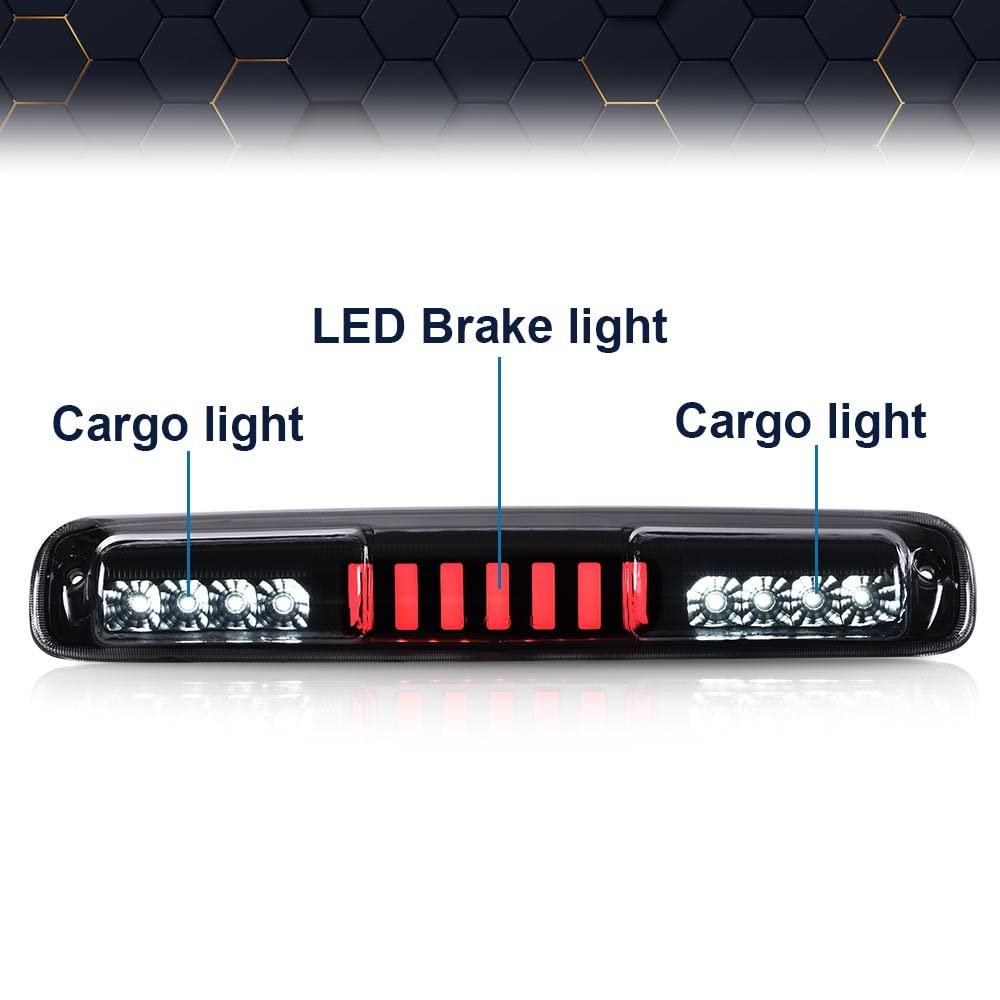 Led 3rd Brake Light For Chevy Silverado 1999 2007 And Gmc Sierra 1500 2500 3500 High Mount Stop Parking I Type Smoke Lens Black