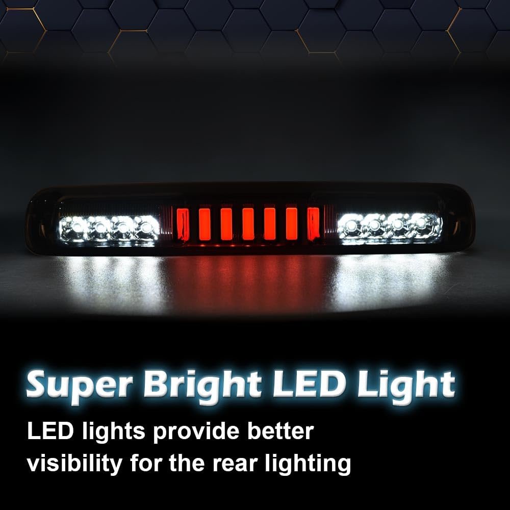 Led 3rd Brake Light For Chevy Silverado 1999 2007 And Gmc Sierra 1500 2500 3500 High Mount Stop Parking I Type Smoke Lens Black