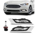 Hecasa Pair Fog Light With Silvery Bezel For 2017-2020d Fusion Excluding Sport Models Clear Lens Replacement For Hs7z15201a 