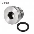 Uxcell Stainless Steel Inner Hex Head M16x1 5 Pipe Fitting Plug With Seal Ring For Terminate Ends 2pcs