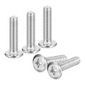 M6x25mm Flat Round Head Phillips Screws 30pcs 304 Stainless Steel Drive Machine Full Thread Bright Finish Furniture Connection 