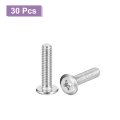 M6x25mm Flat Round Head Phillips Screws 30pcs 304 Stainless Steel Drive Machine Full Thread Bright Finish Furniture Connection