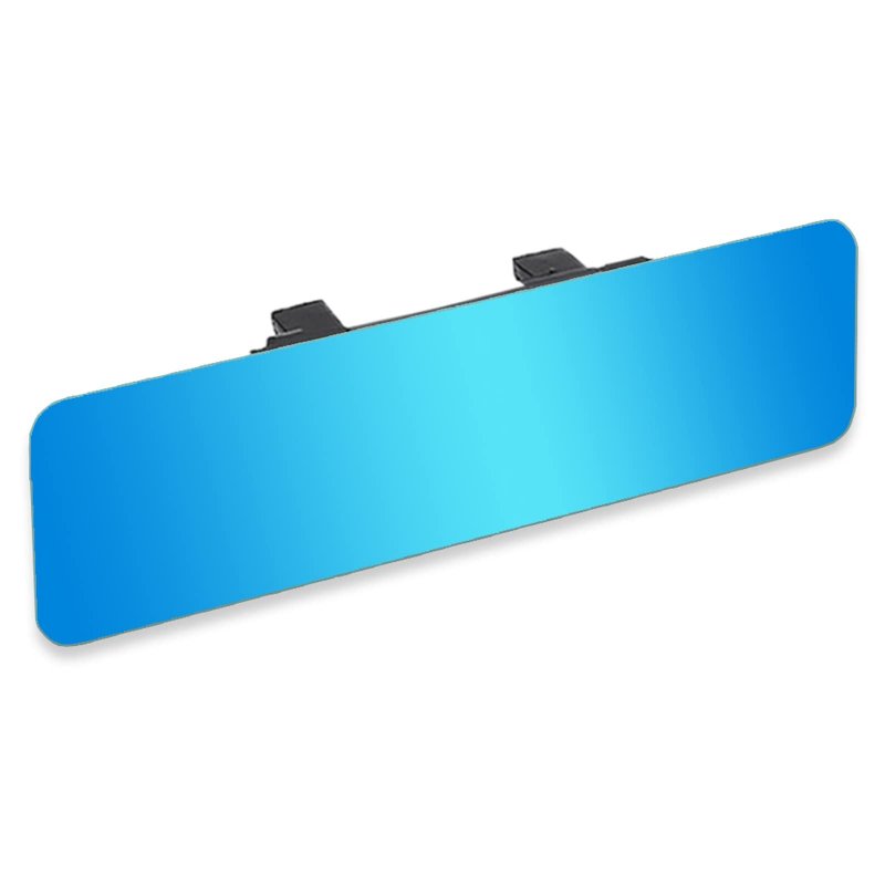 Anti Glare Wide Angle Car Rearview Mirror 12 In Frameless Panoramic Interior For Cars Suvs Vans Trucks Blue Flat Glass To