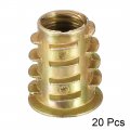 Uxcell Furniture Threaded Insert Nuts Zinc Alloy M10 Internal Threads 20mm Length 20pcs