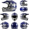 Tcmt Dot Youth Kids Motocross Offroad Street Helmet Blue Flame Motorcycle Dirt Bike Atv Goggles Gloves M