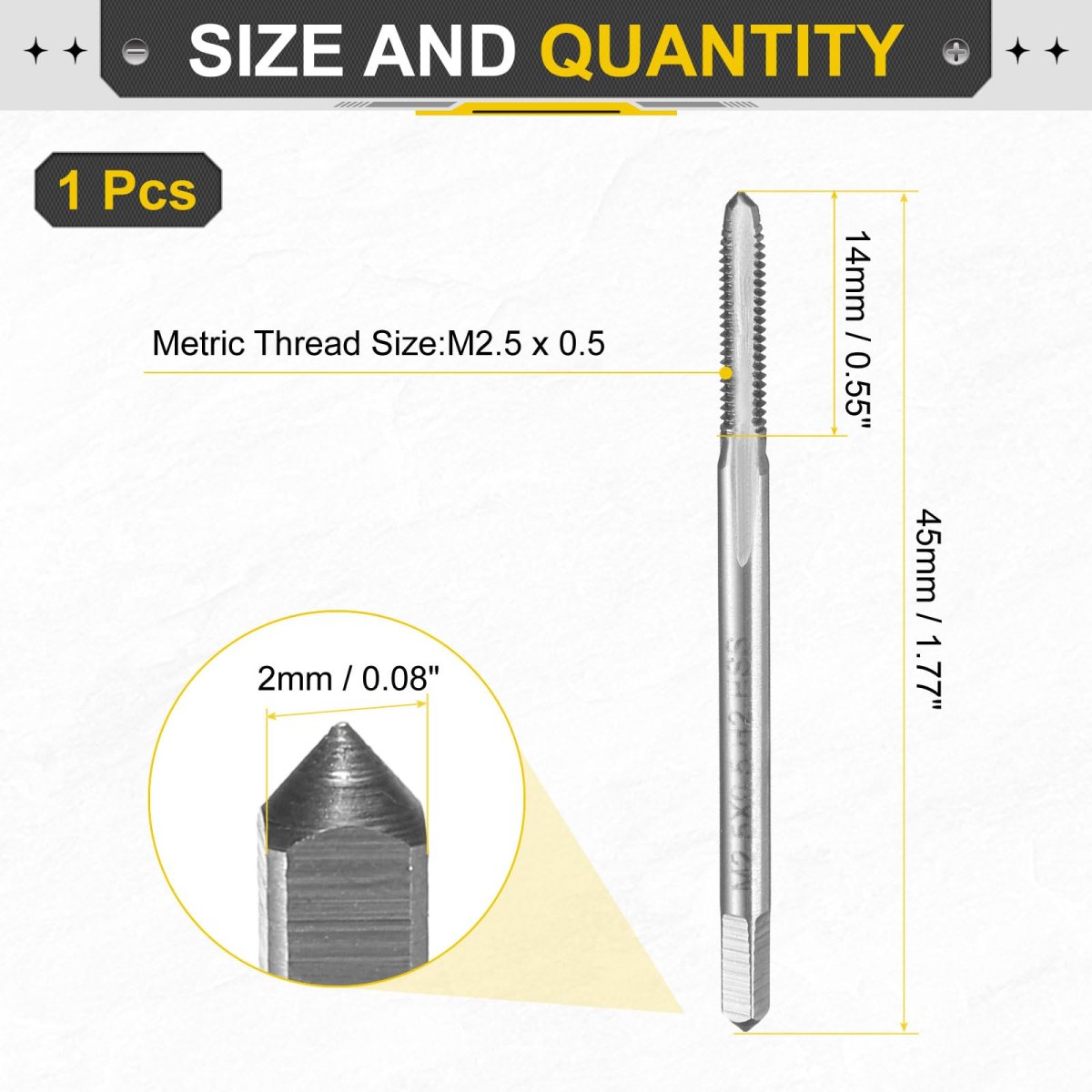 Hand Plug Tap M2 5 X 0 H2 Metric Thread Style Taps Straight Flute Screw Tapping Threading Tool High Speed Steel Hss6542