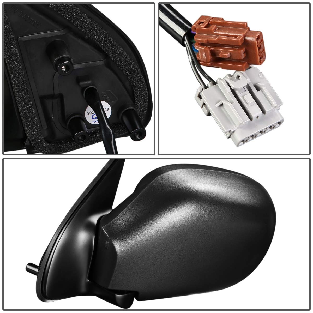 Powered And Heated Passenger Right Side View Door Mirror For 99-00 Nissan Pathfinder Black Textured Finish With Manual Folding