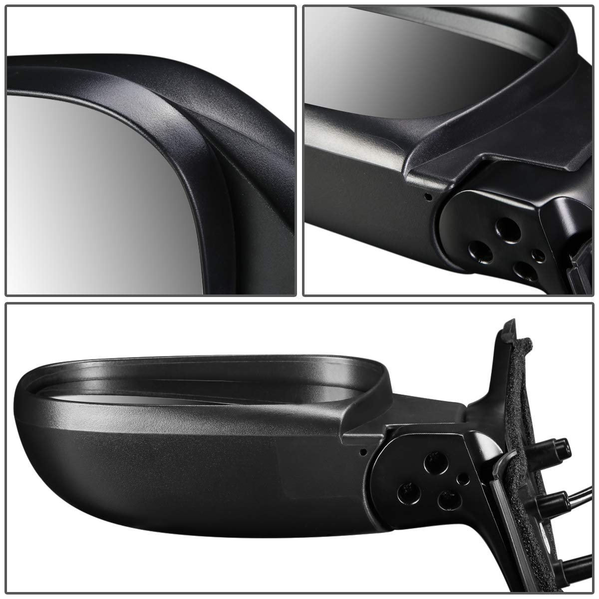 Powered And Heated Passenger Right Side View Door Mirror For 99-00 Nissan Pathfinder Black Textured Finish With Manual Folding