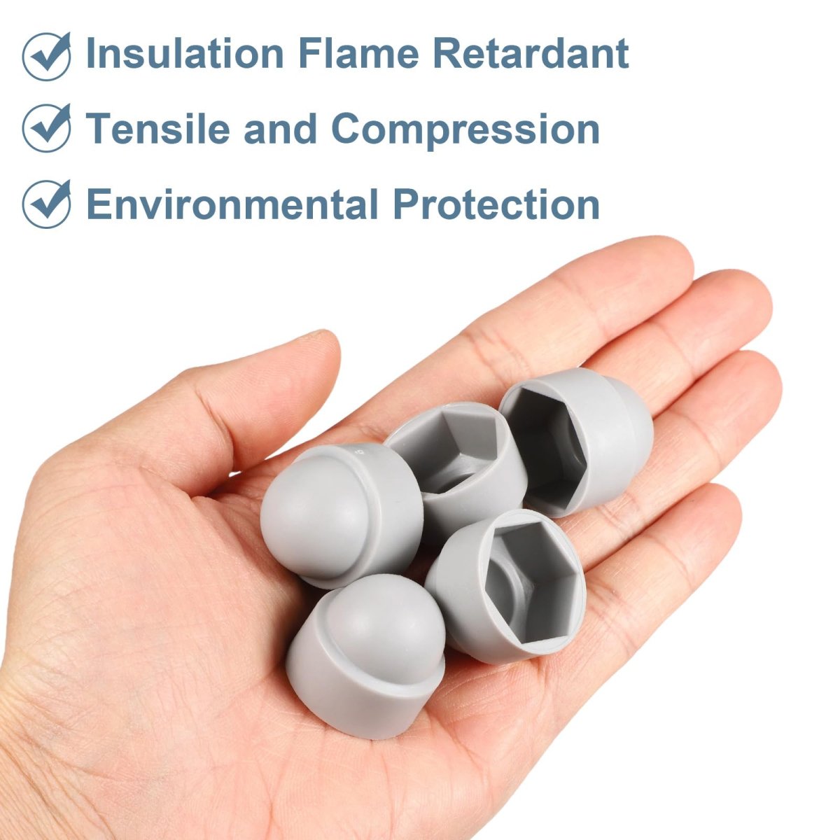Nut Protection Cap 30pcs M14x21x24mm Plastic Hexagonal Screw Dome Acorn Hex Head Bolt Covers Waterproof Decorative Caps Grey