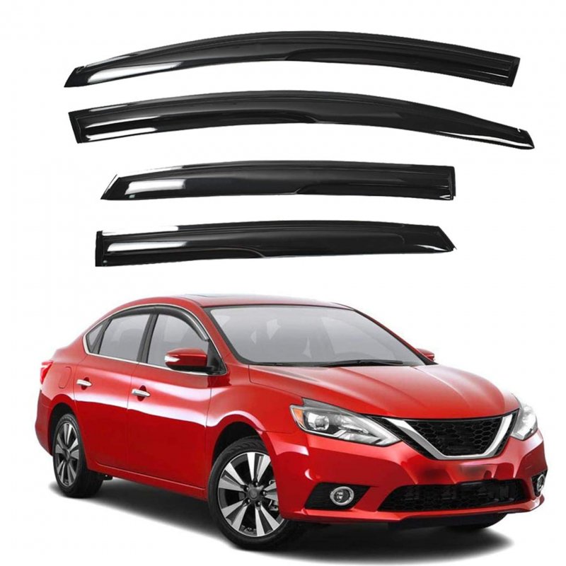 Window Visors Rain Guard Wind Vent Shade Deflector For 2013 To 2019 Nissan Sentra Sedan 4 Piece Set Black Tinted Acrylic