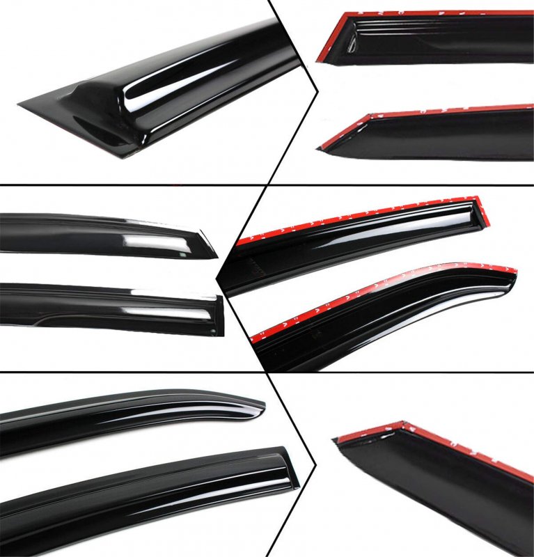 Window Visors Rain Guard Wind Vent Shade Deflector For 2013 To 2019 Nissan Sentra Sedan 4 Piece Set Black Tinted Acrylic
