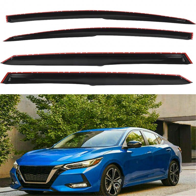 Window Visors Rain Guard Wind Vent Shade Deflector For 2013 To 2019 Nissan Sentra Sedan 4 Piece Set Black Tinted Acrylic
