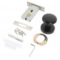 Jojofuny 1 Set Rotary Silent Door Lock Zinc Alloy Revolving Handle Rotate Latch Black Handles To Round
