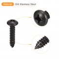 Uxcell 1 4 X Phillips Pan Head Self-tapping Screw 25pcs 304 Stainless Steel Round Wood Full Thread Black