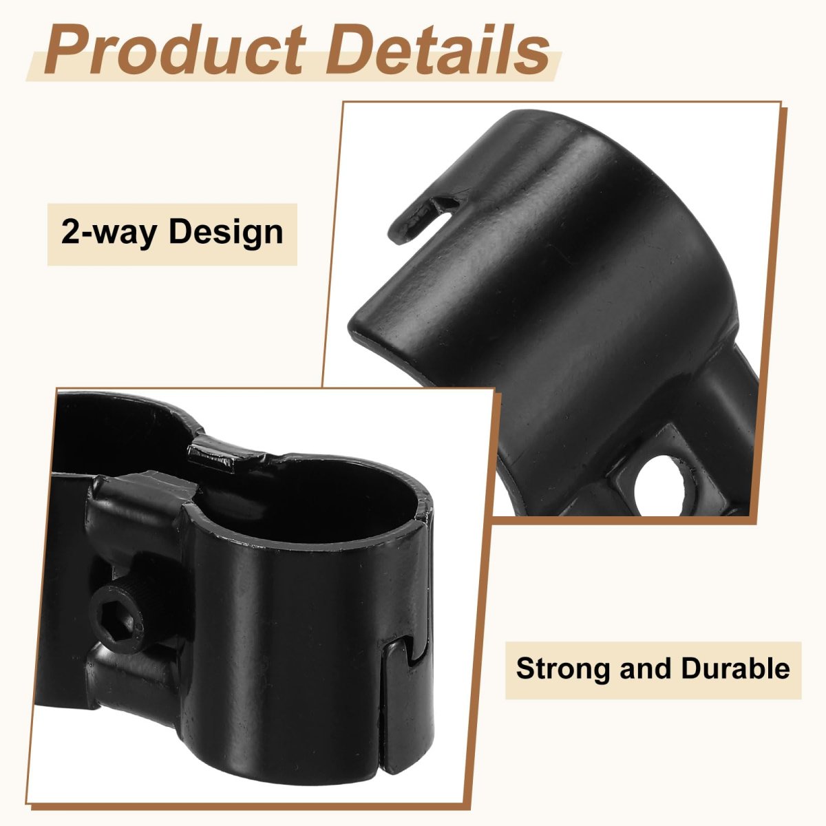 2 Pcs Double Port Parallel Pipe Clamps 1-1 8 Saddle Metal Connectors Corner Fittings End Rails Clamp With Screws For Diy Shelf