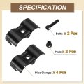 2 Pcs Double Port Parallel Pipe Clamps 1-1 8 Saddle Metal Connectors Corner Fittings End Rails Clamp With Screws For Diy Shelf