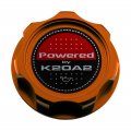 Vms Racing Orange Oil Cap With Powered By K20a2 Emblem In Cnc Machined Billet Aluminum Compatible Honda Integra Civic Type R