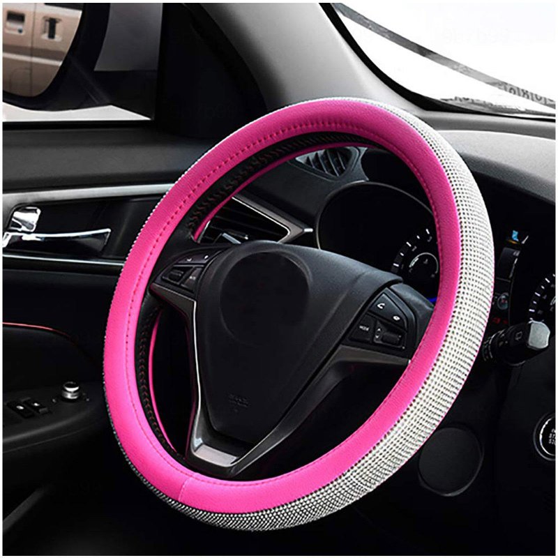 Crystal Steering Wheel Cover For Women Car Staring Easy To Install 15 Inches Diamond Fits Most Vehicles Sedans And Suv Rosered
