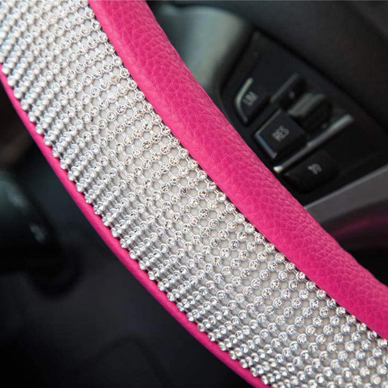 Crystal Steering Wheel Cover For Women Car Staring Easy To Install 15 Inches Diamond Fits Most Vehicles Sedans And Suv Rosered