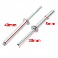 Uxcell 30 Pcs 5mm X 40mm Aluminum Steel Open End Blind Rivets