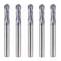Spetool 5pcs Ball Nose End Mill Cutter Cnc Router Bits Double Flute Hrc55 Spiral Milling Tool 1 4 Inch Shank 2-1 2 Length Ovl 