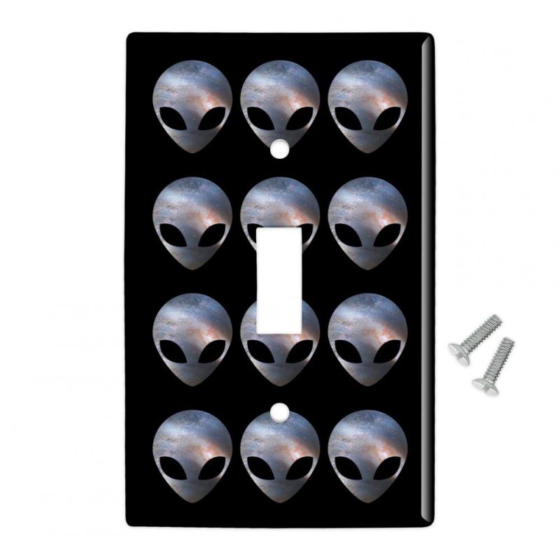 Alien Head In Space Plastic Wall Decor Toggle Light Switch Plate Cover