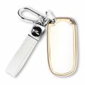 Qbuc For Jeep Key Fob Cover With Leatherchain Tpu Protection Case Grand Cherokee Renegade Smart Key 