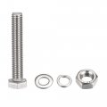 Uxcell M10 X 60mm Hex Head Screws Bolts Nuts Flat Lock Washers Kits 304 Stainless Steel Fully Thread Hexagon 4 Sets
