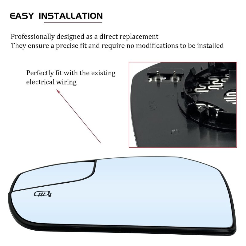 Driver Left Side Heated Mirror Glass Replacement For 2017 2018 Ford Escapes View Convex Mirror With Rear Holder Gj5z17k707g
