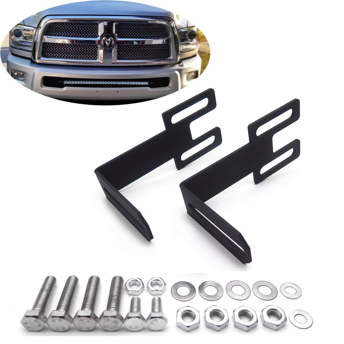 Hidden Bumper Led Light Bar Adjustable Bracket For 03-19 Dodge Ram 2500 3500 Fits 20 In 30 And 40 Single Or Double Row Bars