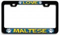 Love Maltese Dogs Pets Bl 3d Metal License Plate Frame Auto Suv Truck Tag Holder A25 