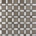 Checkerboard Design Olive Maroon Marble With Silver Galaxy Mosaic Tile 
