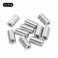 Uxcell 10pcs M4 Round Connector Nuts 304 Stainless Steel Coupling 15mm 0 6 Length Sleeve Rod Bar Stud Nut For Bracket M4x15x8mm