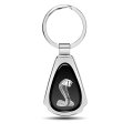 Ford Mustang Cobra Black Dome Chrome Metal Teardrop Key Chain 