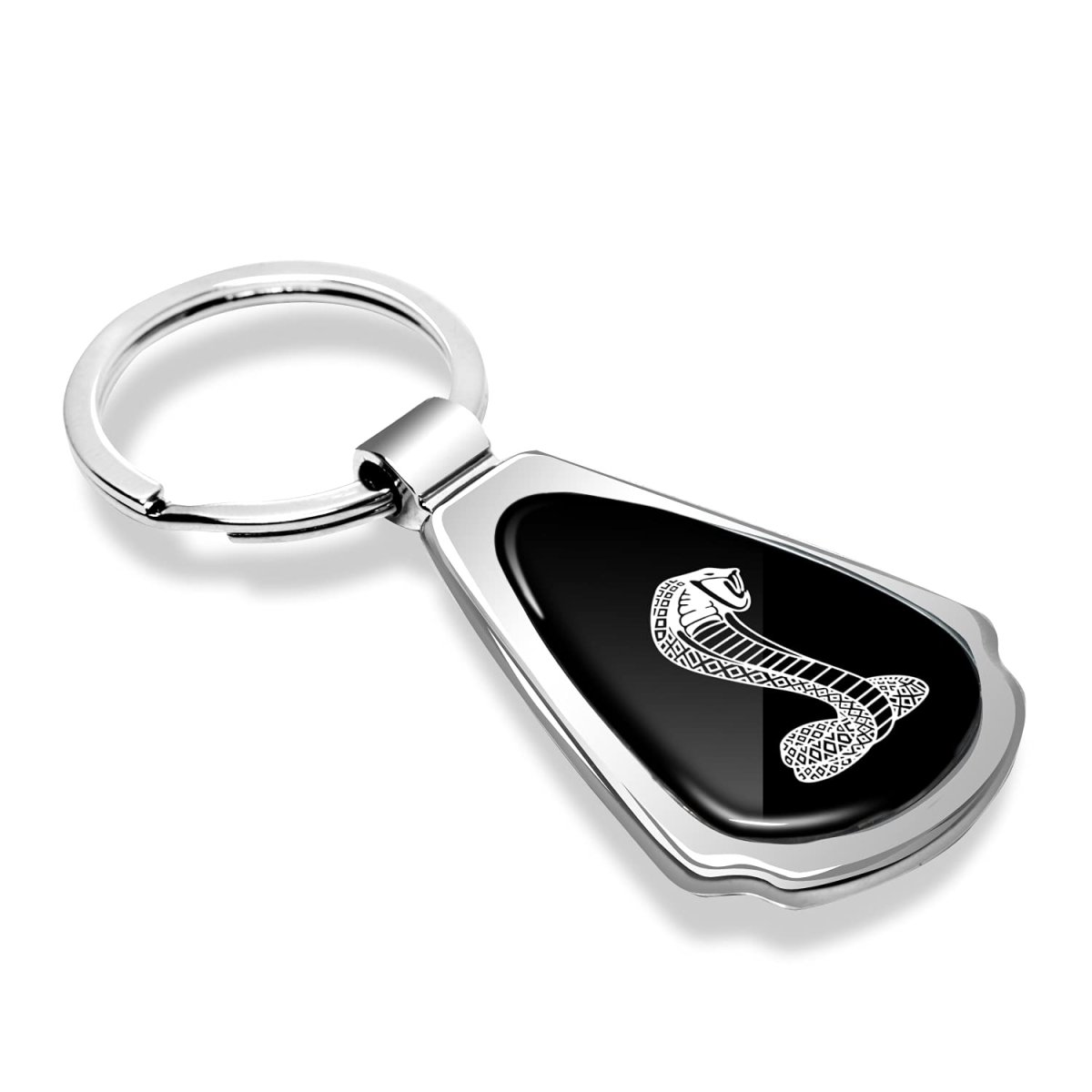 Ford Mustang Cobra Black Dome Chrome Metal Teardrop Keychain 2 125 In X 1 25 Modern Style Zinc Construction Model 104