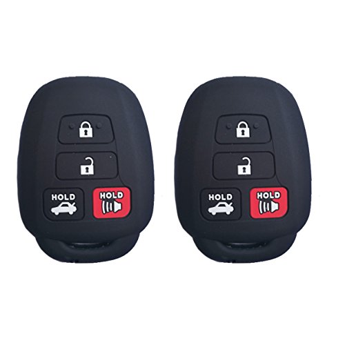 2 Pack Silicone Key Fob Cover For Toyota Corolla Camry Highlander Rav4 Sequoia Keyless Entry Remote Case Hyq12bdm Hyq12bel