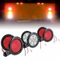 True Mods 4 Red 2 White Round Led Trailer Tail Light Kit Dot Certified Grommets Plugs Included Ip67 Waterproof Stop Brake Turn 
