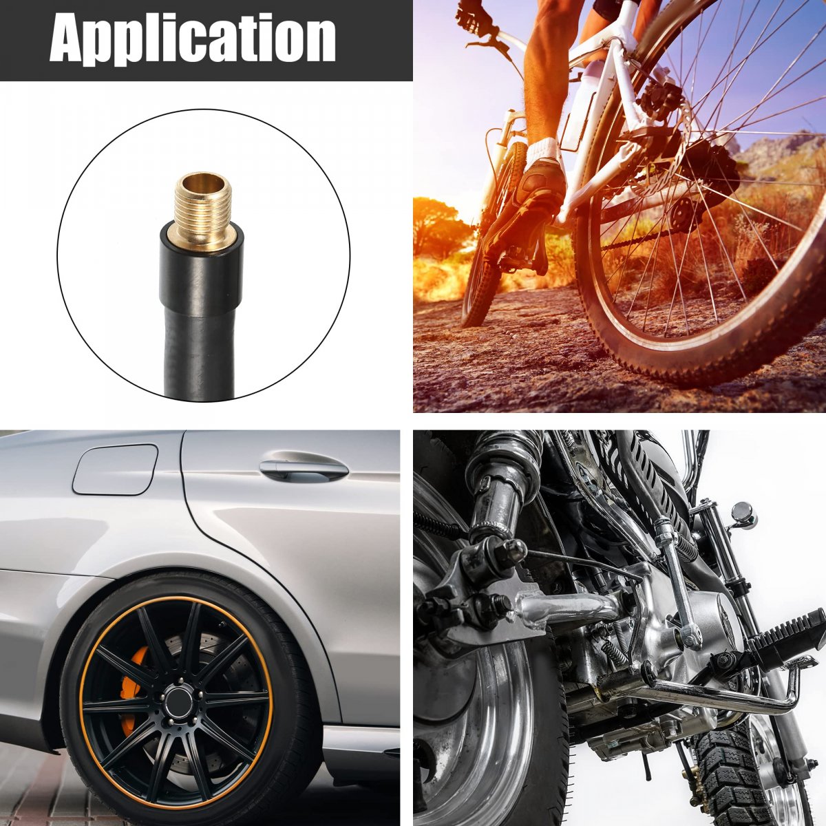 1m Threaded Tire Inflator Extension Hose Chuck Adapter Air Pump Tube Valve Connection Pipe For Car Truck Bike Mtb Copper Rubber