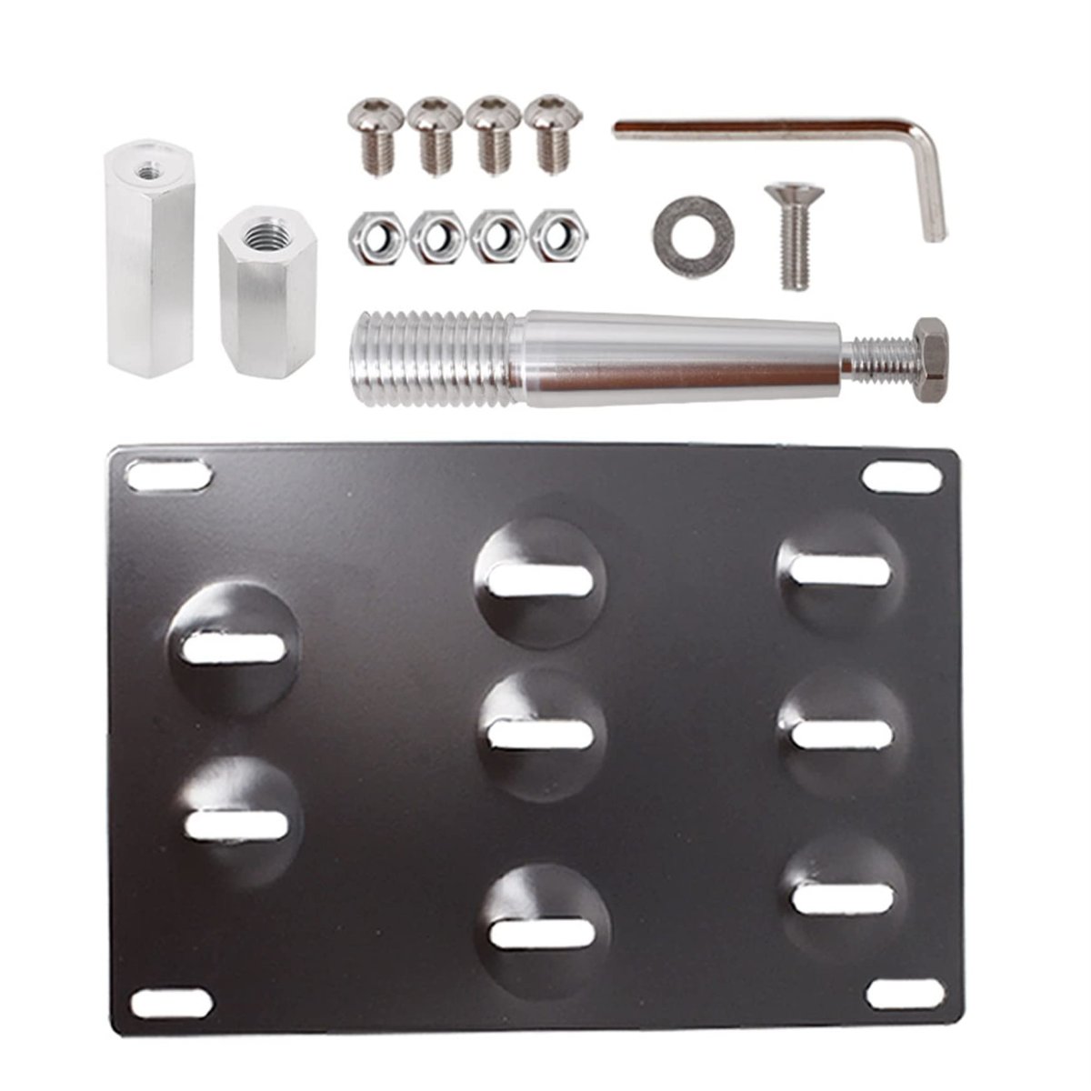 Front Bumper License Plate Tow Hook Mount Bracket For Infiniti G37 Q50 Q60 2008 2018 Includes Mounting And Spacers