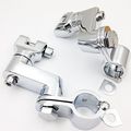 Motorcycle Chrome Longhorn Footpeg Mounts Clamp For Bsa Norton Triumph Bobber Chopper Cafe Racer Atv Utv Scooter