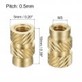 Uxcell Knurled Insert Nuts 60pcs M3 X 10mm L 5mm Od 3d Printing Brass Female Threadeds Heat Set Insert Embedment Nut