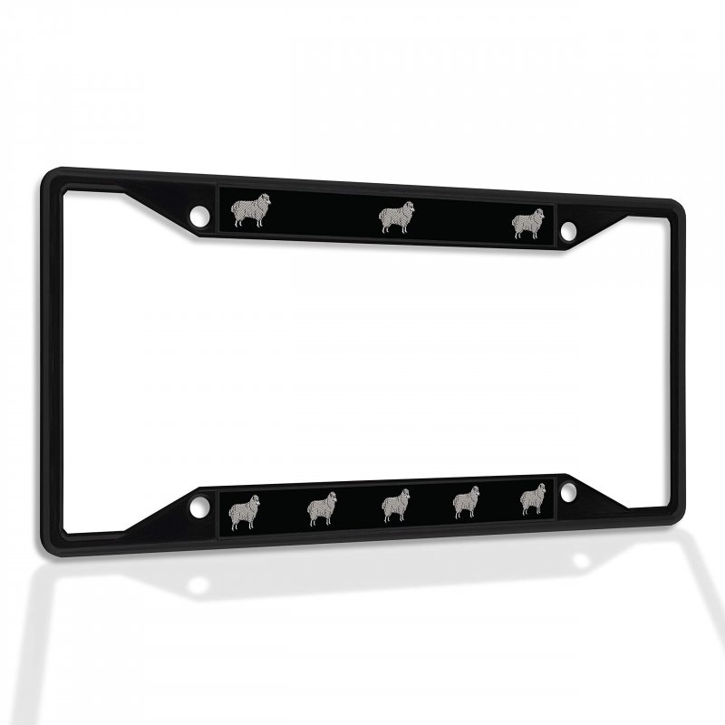 Fastasticdeals Metal Insert License Plate Frame Sheep A Weatherproof Car Accessories Black 4 Holes Solid