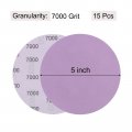 Uxcell 15pcs 5-inch Purple Sanding Discs 7000 Grits Hook And Loop Professional Aluminum Oxide Sand Paper Wet Dry Polish For